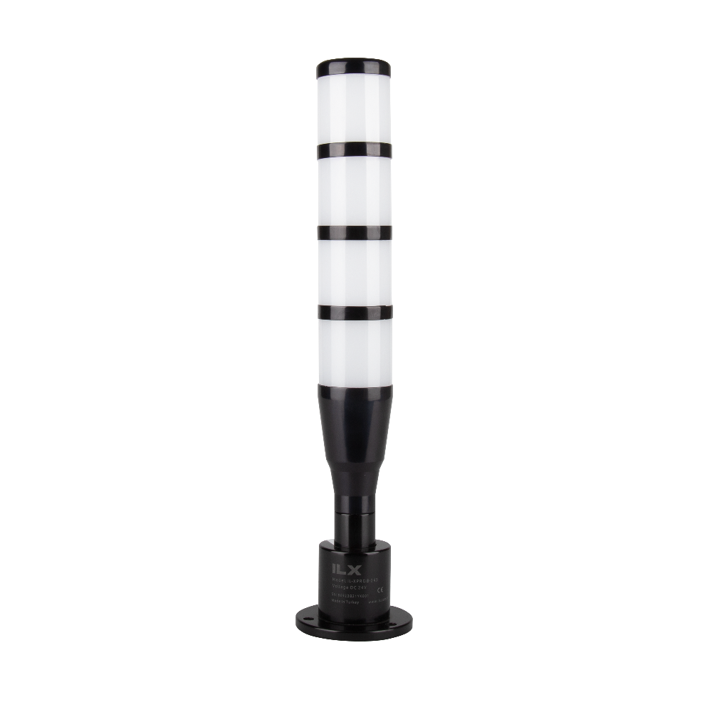 4 Katlı Işıklı Kolon - Ø50 T5 PRO Black Serisi İkaz Lambası | İLX