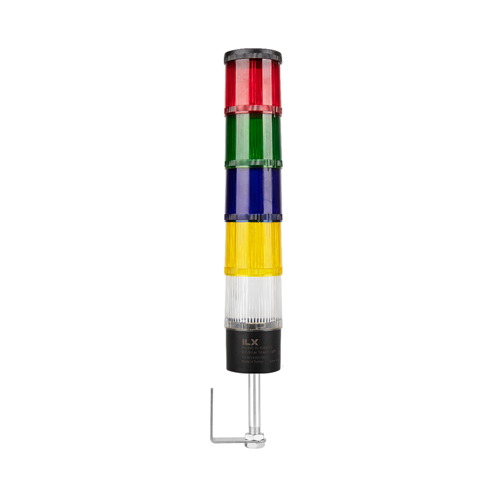 5 Katlı 10 cm KL Duvara Montaj Işıklı Kolon - Ø70 T7 İkaz Lambası | İLX