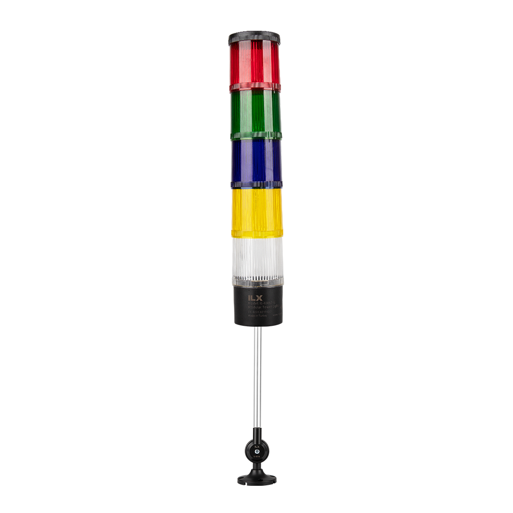 5 Katlı 20 cm KD Döner Montaj Işıklı Kolon - Ø70 T7 İkaz Lambası | İLX